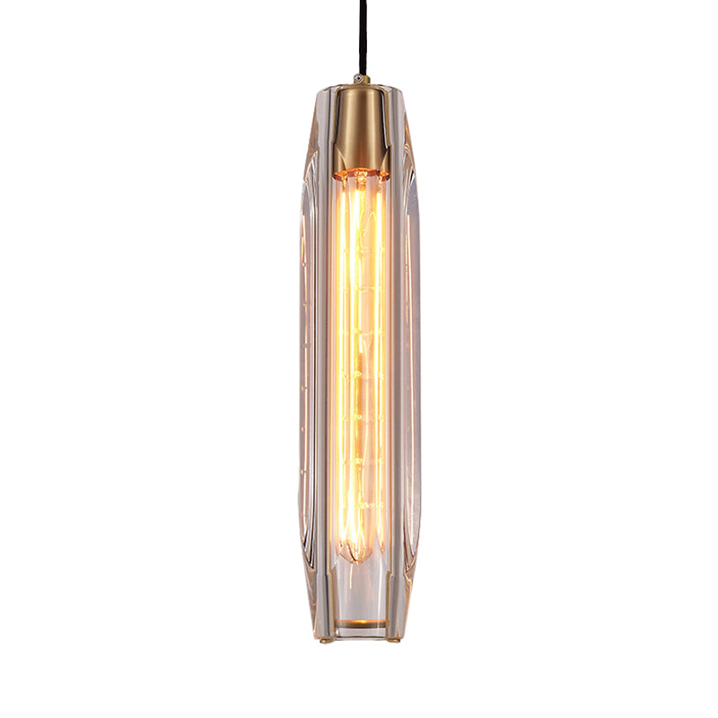 Contemporary Rod-Like Down Pendant 1 Bulb Clear Crystal Glass Hanging Light Fixture Clearhalo 'Ceiling Lights' 'Modern Pendants' 'Modern' 'Pendant Lights' 'Pendants' Lighting' 1399706