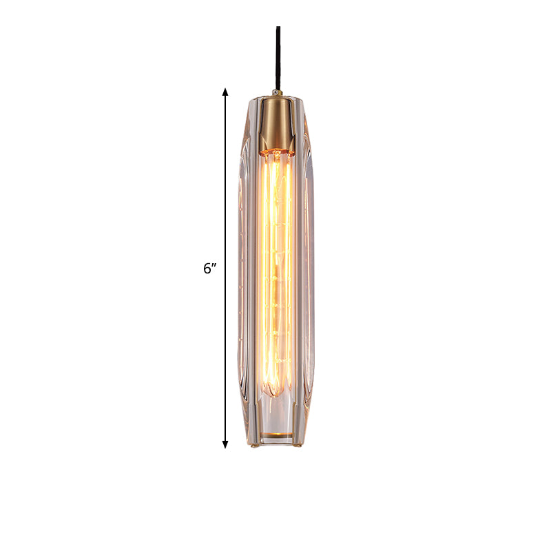 Contemporary Rod-Like Down Pendant 1 Bulb Clear Crystal Glass Hanging Light Fixture Clearhalo 'Ceiling Lights' 'Modern Pendants' 'Modern' 'Pendant Lights' 'Pendants' Lighting' 1399707