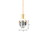 LED Mini Suspension Lighting Modern Water Drop Clear Beveled Crystal Pendant in Gold with Dragonfly Ornaments Clearhalo 'Ceiling Lights' 'Modern Pendants' 'Modern' 'Pendant Lights' 'Pendants' Lighting' 1399722