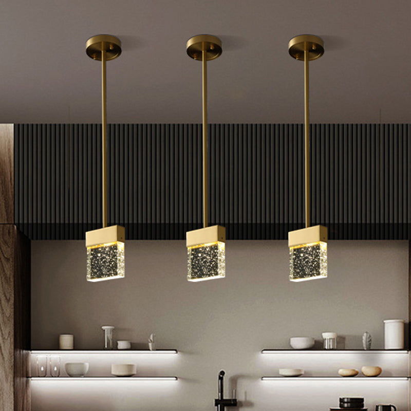 Clear LED Down Mini Pendant Modern Bubble Crystal Cuboid Pendant Ceiling Light for Dinning Room Clear Clearhalo 'Ceiling Lights' 'Modern Pendants' 'Modern' 'Pendant Lights' 'Pendants' Lighting' 1399727