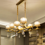 Floral Clear Crystal Draping Island Chandelier Contemporary 8 Heads Dinning Room Pendant Lamp in Gold Clearhalo 'Ceiling Lights' 'Island Lights' Lighting' 1399754