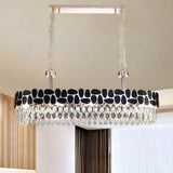 Black Finish 8 Heads Island Lamp Modern Clear Crystal Prisms Oval Island Light Fixture Clearhalo 'Ceiling Lights' 'Island Lights' Lighting' 1399803