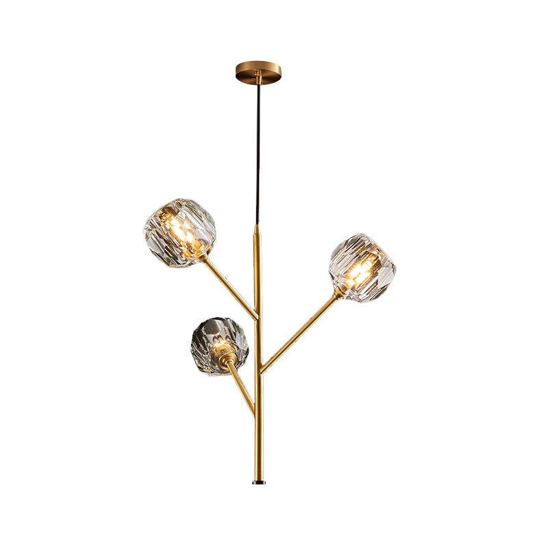 Branches Parlour Chandelier Modern Crystal Ball Shade 3/6 Heads Gold Suspension Lighting Clearhalo 'Ceiling Lights' 'Chandeliers' 'Modern Chandeliers' 'Modern' Lighting' 1399857