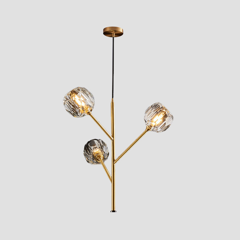 Branches Parlour Chandelier Modern Crystal Ball Shade 3/6 Heads Gold Suspension Lighting Clearhalo 'Ceiling Lights' 'Chandeliers' 'Modern Chandeliers' 'Modern' Lighting' 1399858