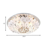 LED Bowl Flush Ceiling Light Modern Ivory Crystal Beads Lighting Fixture in Warm Light, 23.5"/31.5" Wide Clearhalo 'Ceiling Lights' 'Close To Ceiling Lights' 'Close to ceiling' 'Flush mount' Lighting' 1399990