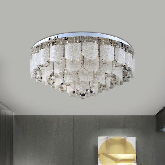 15 Bulbs Crystal Balls Flush Mount Lamp Modern Clear Tapered Great Room Ceiling Fixture in White Light Clear Clearhalo 'Ceiling Lights' 'Close To Ceiling Lights' 'Close to ceiling' 'Flush mount' Lighting' 1399994