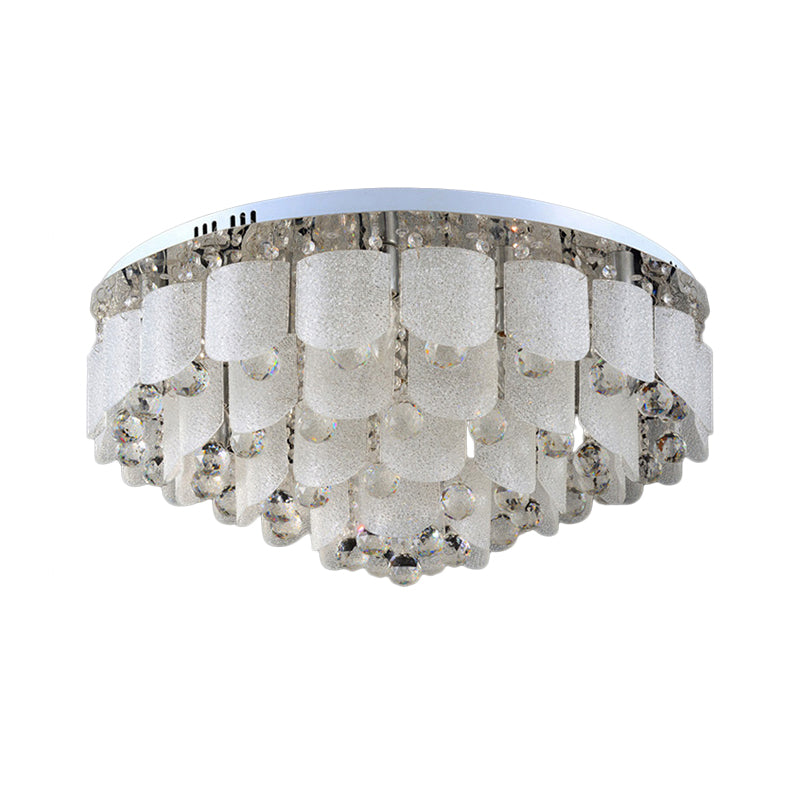 15 Bulbs Crystal Balls Flush Mount Lamp Modern Clear Tapered Great Room Ceiling Fixture in White Light Clearhalo 'Ceiling Lights' 'Close To Ceiling Lights' 'Close to ceiling' 'Flush mount' Lighting' 1399995