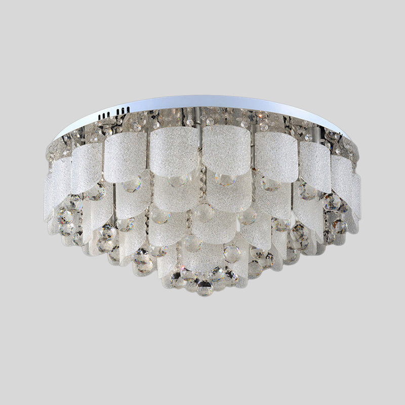 15 Bulbs Crystal Balls Flush Mount Lamp Modern Clear Tapered Great Room Ceiling Fixture in White Light Clearhalo 'Ceiling Lights' 'Close To Ceiling Lights' 'Close to ceiling' 'Flush mount' Lighting' 1399996