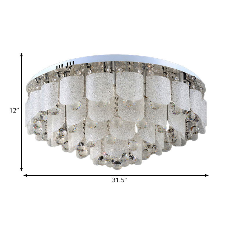 15 Bulbs Crystal Balls Flush Mount Lamp Modern Clear Tapered Great Room Ceiling Fixture in White Light Clearhalo 'Ceiling Lights' 'Close To Ceiling Lights' 'Close to ceiling' 'Flush mount' Lighting' 1399997