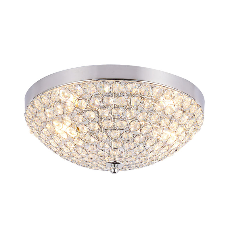 2 Bulbs Ring Mesh Grid Flush Mount Light Modern Clear Crystal Beads Close to Ceiling Lamp Clearhalo 'Ceiling Lights' 'Close To Ceiling Lights' 'Close to ceiling' 'Flush mount' Lighting' 1400009