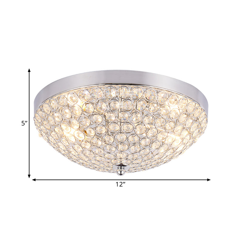 2 Bulbs Ring Mesh Grid Flush Mount Light Modern Clear Crystal Beads Close to Ceiling Lamp Clearhalo 'Ceiling Lights' 'Close To Ceiling Lights' 'Close to ceiling' 'Flush mount' Lighting' 1400010