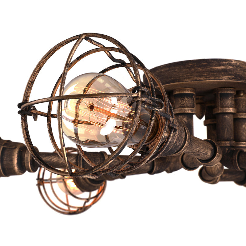 Black/Bronze 4/6/8 Bulbs Ceiling Lamp Farmhouse Metal Twisted Pipe Semi Flush Light Fixture for Restaurant Clearhalo 'Ceiling Lights' 'Close To Ceiling Lights' 'Close to ceiling' 'Semi-flushmount' Lighting' 140002