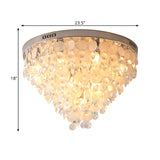 Clear 12 Bulbs Flush Mount Lamp Modern Crystal and Shell Stands Tapered Ceiling Mounted Light Clearhalo 'Ceiling Lights' 'Close To Ceiling Lights' 'Close to ceiling' 'Flush mount' Lighting' 1400057