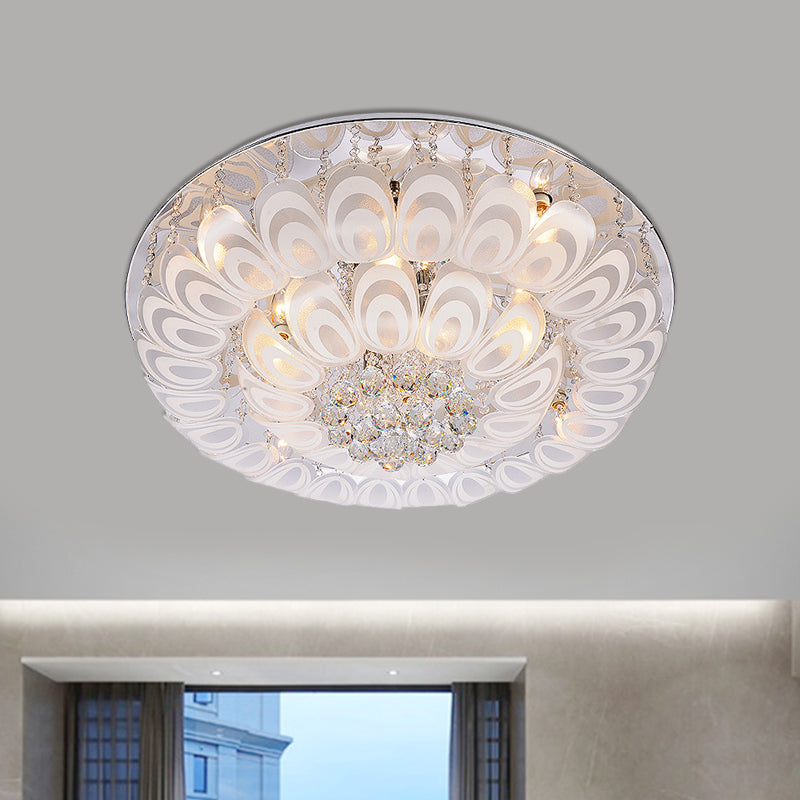 Crystal Balls Clear Lighting Fixture Round 8/10 Heads Contemporary Flush Mount with Peacock Feather Design, 23.5"/31.5" Wide Clearhalo 'Ceiling Lights' 'Close To Ceiling Lights' 'Close to ceiling' 'Flush mount' Lighting' 1400063