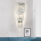 Contemporary Tapered Wall Sconce Light 3 Heads Prismatic Clear Glass Shade Wall Mounted Lamp Clear Clearhalo 'Modern wall lights' 'Modern' 'Wall Lamps & Sconces' 'Wall Lights' Lighting' 1400203