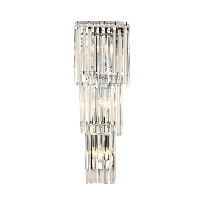 Contemporary Tapered Wall Sconce Light 3 Heads Prismatic Clear Glass Shade Wall Mounted Lamp Clearhalo 'Modern wall lights' 'Modern' 'Wall Lamps & Sconces' 'Wall Lights' Lighting' 1400205