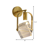 Gold Cube Wall Mount Lighting Modern Clear Crystal Sleeping Room LED Handle Sconce Light Fixture Clearhalo 'Modern wall lights' 'Modern' 'Wall Lamps & Sconces' 'Wall Lights' Lighting' 1400218