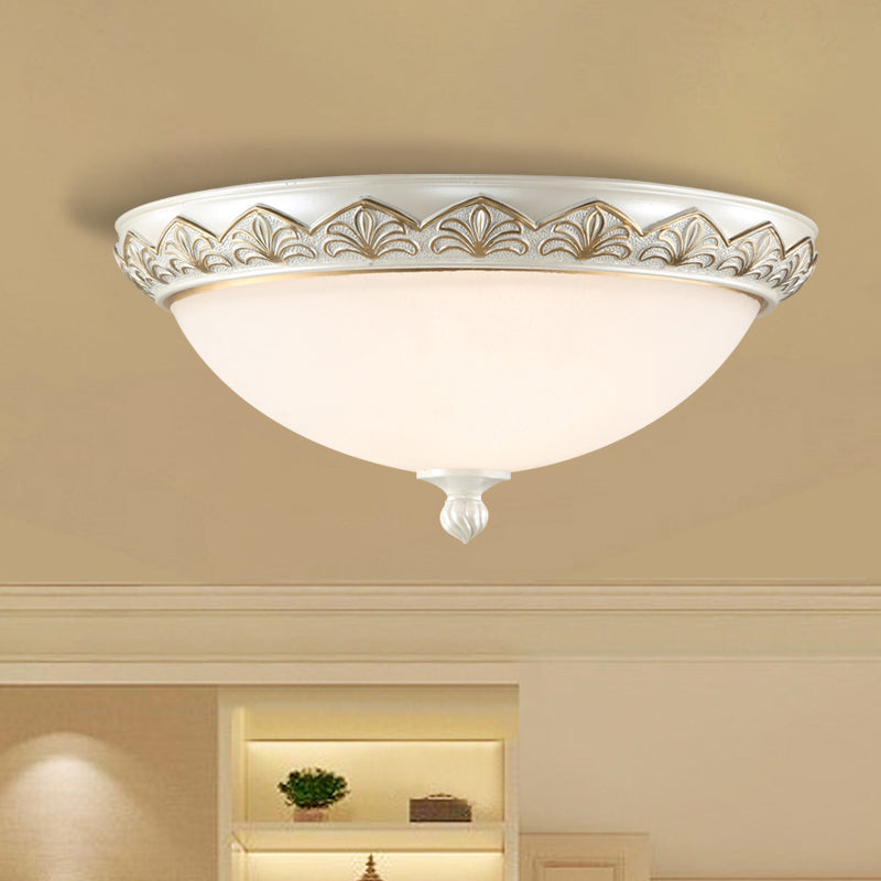 Hemisphere Bedroom Flush Light Classic Cream Glass 3 Heads White Flush Mount Ceiling Lighting Clearhalo 'Ceiling Lights' 'Close To Ceiling Lights' 'Close to ceiling' 'Flush mount' Lighting' 1400386