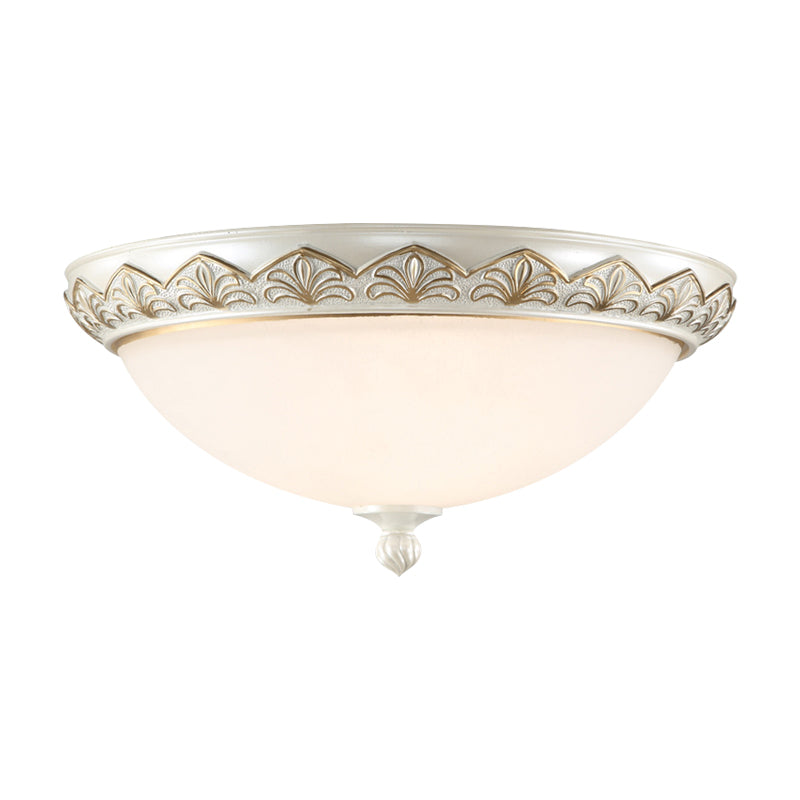 Hemisphere Bedroom Flush Light Classic Cream Glass 3 Heads White Flush Mount Ceiling Lighting Clearhalo 'Ceiling Lights' 'Close To Ceiling Lights' 'Close to ceiling' 'Flush mount' Lighting' 1400387