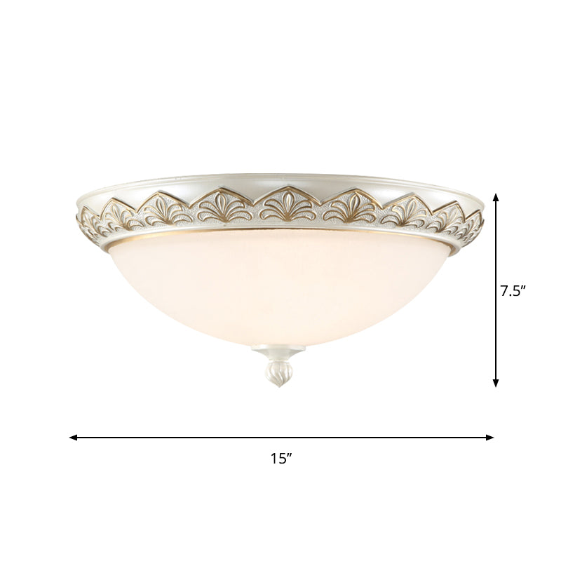 Hemisphere Bedroom Flush Light Classic Cream Glass 3 Heads White Flush Mount Ceiling Lighting Clearhalo 'Ceiling Lights' 'Close To Ceiling Lights' 'Close to ceiling' 'Flush mount' Lighting' 1400388