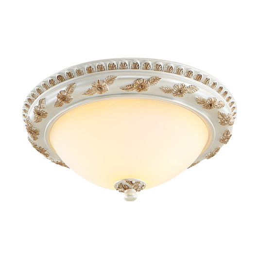 2/3 Bulbs Half-Sphere Flushmount Light Classic Beige Opaline Glass Ceiling Mount Lamp for Kitchen, 14"/16"/19.5" W Clearhalo 'Ceiling Lights' 'Close To Ceiling Lights' 'Close to ceiling' 'Flush mount' Lighting' 1400412