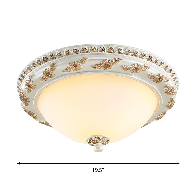 2/3 Bulbs Half-Sphere Flushmount Light Classic Beige Opaline Glass Ceiling Mount Lamp for Kitchen, 14"/16"/19.5" W Clearhalo 'Ceiling Lights' 'Close To Ceiling Lights' 'Close to ceiling' 'Flush mount' Lighting' 1400415