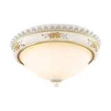 White 2/3 Heads Ceiling Flush Traditional Milk Glass Dome Flushmount Lighting for Bedroom, 13"/14.5"/18.5" Dia Clearhalo 'Ceiling Lights' 'Close To Ceiling Lights' 'Close to ceiling' 'Flush mount' Lighting' 1400418