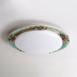 Handcrafted Rose Round Resin Flush Mount Retro Bedroom LED Close to Ceiling Light in Beige/Green/Silver Grey Clearhalo 'Ceiling Lights' 'Close To Ceiling Lights' 'Close to ceiling' 'Flush mount' Lighting' 1400438