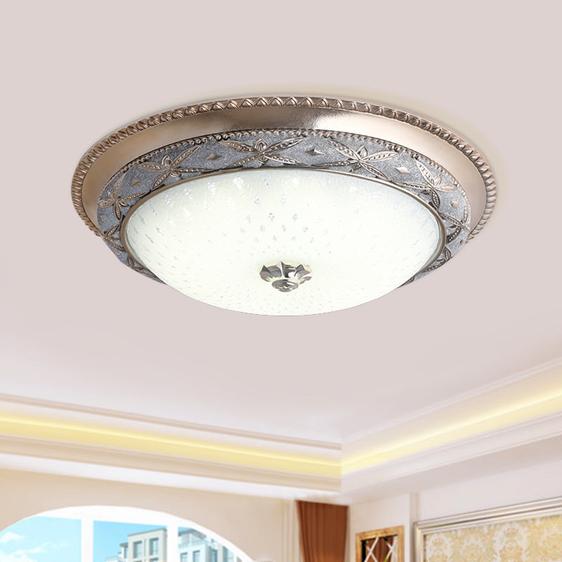 Bowl Shade Foyer Ceiling Lighting Vintage Opal Glass Sky Blue/Green LED Flush Mounted Light Fixture, 14"/16" W Silver Gray Clearhalo 'Ceiling Lights' 'Close To Ceiling Lights' 'Close to ceiling' 'Flush mount' Lighting' 1400448