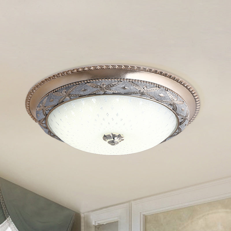 Bowl Shade Foyer Ceiling Lighting Vintage Opal Glass Sky Blue/Green LED Flush Mounted Light Fixture, 14"/16" W Clearhalo 'Ceiling Lights' 'Close To Ceiling Lights' 'Close to ceiling' 'Flush mount' Lighting' 1400449