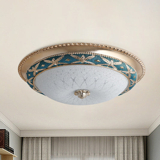 Bowl Shade Foyer Ceiling Lighting Vintage Opal Glass Sky Blue/Green LED Flush Mounted Light Fixture, 14"/16" W Clearhalo 'Ceiling Lights' 'Close To Ceiling Lights' 'Close to ceiling' 'Flush mount' Lighting' 1400454