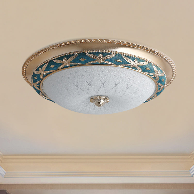 Bowl Shade Foyer Ceiling Lighting Vintage Opal Glass Sky Blue/Green LED Flush Mounted Light Fixture, 14"/16" W Clearhalo 'Ceiling Lights' 'Close To Ceiling Lights' 'Close to ceiling' 'Flush mount' Lighting' 1400455