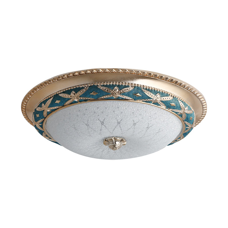 Bowl Shade Foyer Ceiling Lighting Vintage Opal Glass Sky Blue/Green LED Flush Mounted Light Fixture, 14"/16" W Clearhalo 'Ceiling Lights' 'Close To Ceiling Lights' 'Close to ceiling' 'Flush mount' Lighting' 1400456