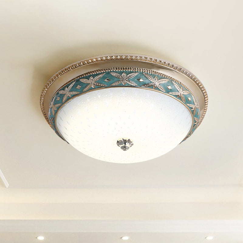 Bowl Shade Foyer Ceiling Lighting Vintage Opal Glass Sky Blue/Green LED Flush Mounted Light Fixture, 14"/16" W Clearhalo 'Ceiling Lights' 'Close To Ceiling Lights' 'Close to ceiling' 'Flush mount' Lighting' 1400458