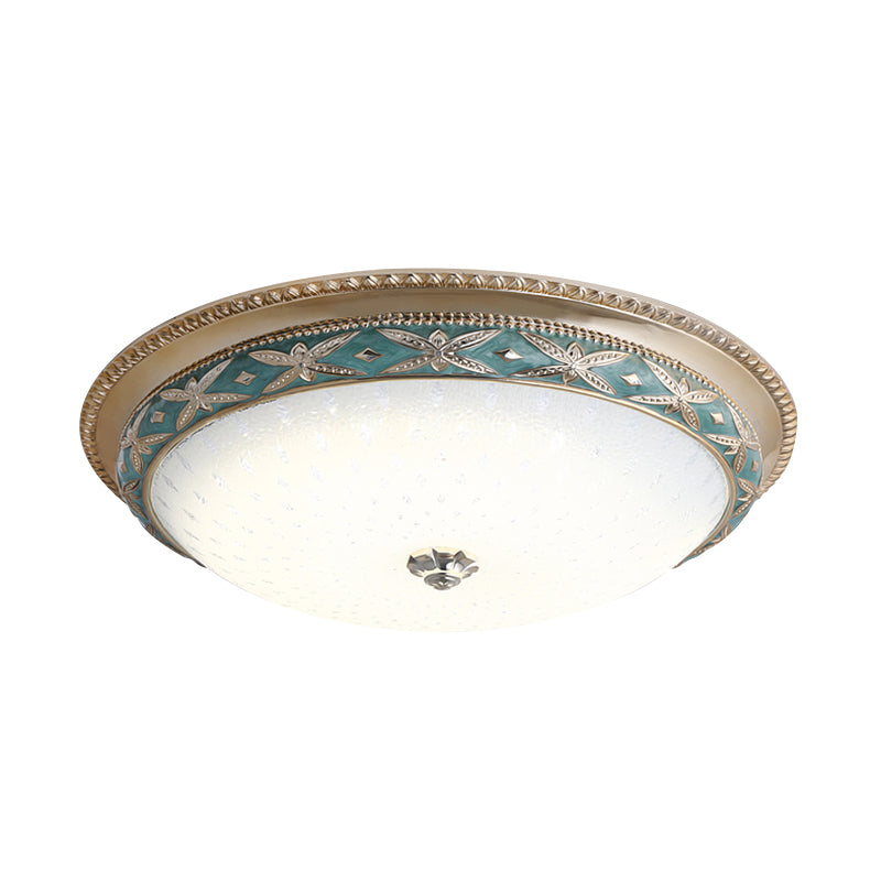 Bowl Shade Foyer Ceiling Lighting Vintage Opal Glass Sky Blue/Green LED Flush Mounted Light Fixture, 14"/16" W Clearhalo 'Ceiling Lights' 'Close To Ceiling Lights' 'Close to ceiling' 'Flush mount' Lighting' 1400459