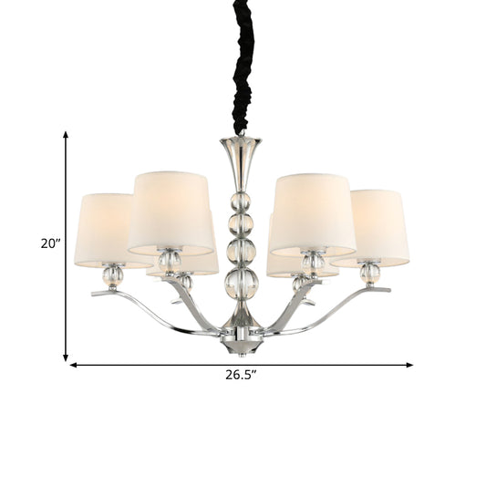 Modernist Barrel Shade Chandelier Light Fixture 6/8 Lights Fabric Radial Ceiling Pendant Lamp in White, 30.5"/26.5" Wide Clearhalo 'Ceiling Lights' 'Chandeliers' 'Modern Chandeliers' 'Modern' Lighting' 1400520