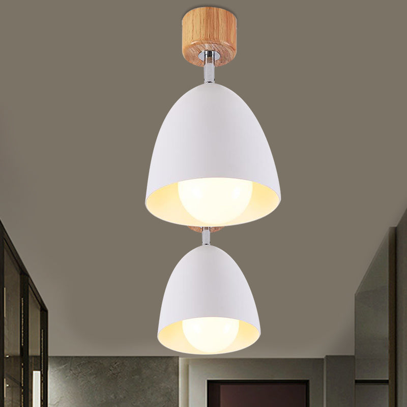 Nordic Style Dome Semi Flush Ceiling Light 1 Light Metal Rotatable Ceiling Lamp in Grey/White for Bedroom Clearhalo 'Ceiling Lights' 'Close To Ceiling Lights' 'Close to ceiling' 'Semi-flushmount' Lighting' 1400693