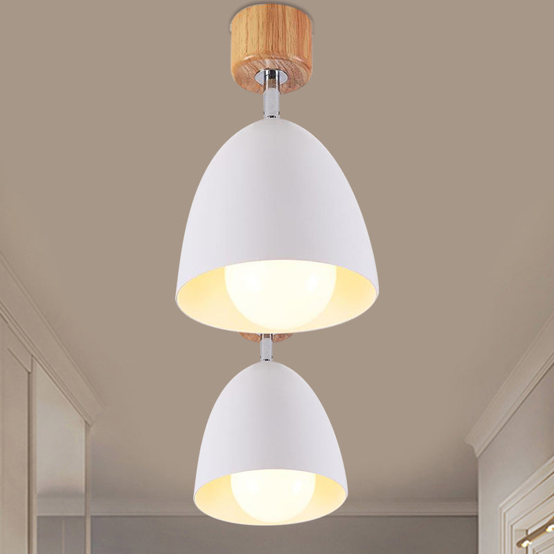 Nordic Style Dome Semi Flush Ceiling Light 1 Light Metal Rotatable Ceiling Lamp in Grey/White for Bedroom White Clearhalo 'Ceiling Lights' 'Close To Ceiling Lights' 'Close to ceiling' 'Semi-flushmount' Lighting' 1400694