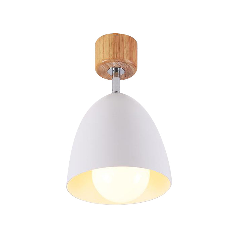 Nordic Style Dome Semi Flush Ceiling Light 1 Light Metal Rotatable Ceiling Lamp in Grey/White for Bedroom Clearhalo 'Ceiling Lights' 'Close To Ceiling Lights' 'Close to ceiling' 'Semi-flushmount' Lighting' 1400695