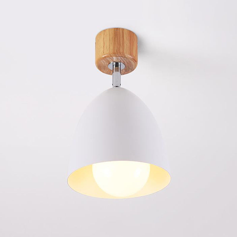 Nordic Style Dome Semi Flush Ceiling Light 1 Light Metal Rotatable Ceiling Lamp in Grey/White for Bedroom Clearhalo 'Ceiling Lights' 'Close To Ceiling Lights' 'Close to ceiling' 'Semi-flushmount' Lighting' 1400696