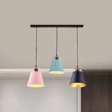 Gray/Blue Bucket Ceiling Light Contemporary Style Metallic 3 Bulbs Living Room Pendant Light Fixture Clearhalo 'Ceiling Lights' 'Modern Pendants' 'Modern' 'Pendant Lights' 'Pendants' Lighting' 1400736