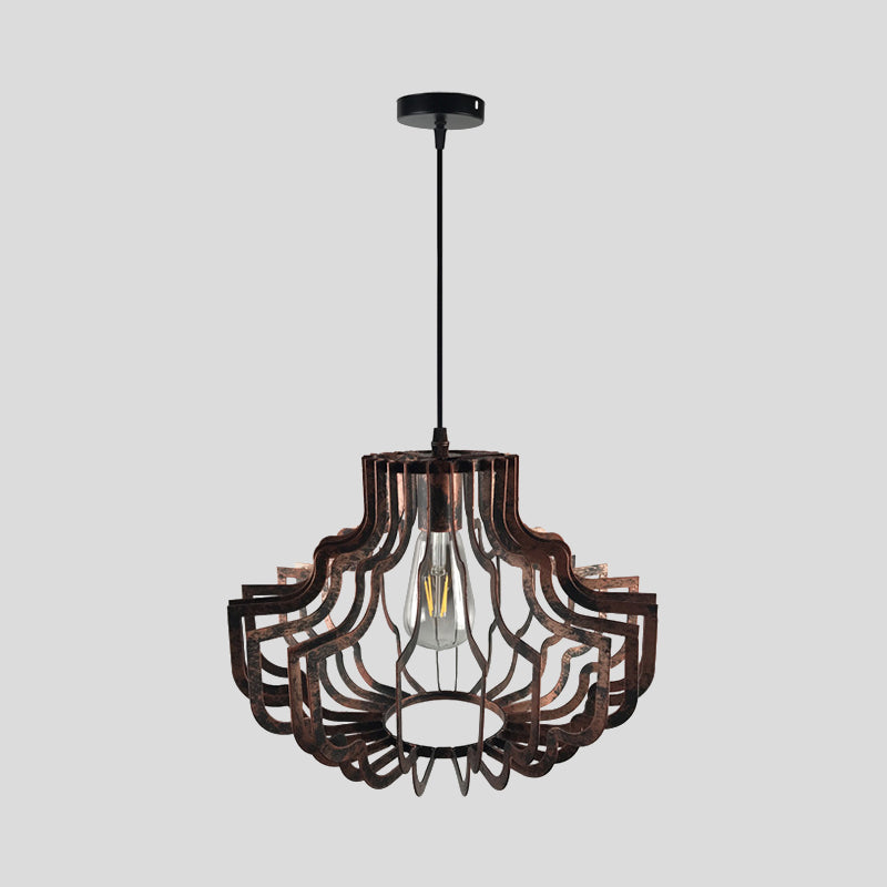 1 Light Geometric Suspension Light Adjustable Vintage Style Brass/Rust Iron Hanging Ceiling Light Clearhalo 'Art Deco Pendants' 'Cast Iron' 'Ceiling Lights' 'Ceramic' 'Crystal' 'Industrial Pendants' 'Industrial' 'Metal' 'Middle Century Pendants' 'Pendant Lights' 'Pendants' 'Tiffany' Lighting' 1400767