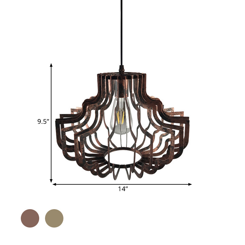 1 Light Geometric Suspension Light Adjustable Vintage Style Brass/Rust Iron Hanging Ceiling Light Clearhalo 'Art Deco Pendants' 'Cast Iron' 'Ceiling Lights' 'Ceramic' 'Crystal' 'Industrial Pendants' 'Industrial' 'Metal' 'Middle Century Pendants' 'Pendant Lights' 'Pendants' 'Tiffany' Lighting' 1400768