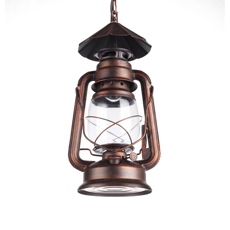 Black/Antique Bronze/Weathered Copper Single Light Pendant Lighting Industrial Clear Glass Kerosene Hanging Lamp for Indoor Clearhalo 'Art Deco Pendants' 'Black' 'Cast Iron' 'Ceiling Lights' 'Ceramic' 'Crystal' 'Industrial Pendants' 'Industrial' 'Metal' 'Middle Century Pendants' 'Pendant Lights' 'Pendants' 'Rustic Pendants' 'Tiffany' Lighting' 140079