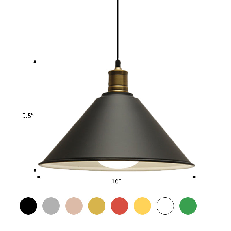 Conical Metal Ceiling Pendant Light Modernist 1 Head Dining Room Ceiling Fixture in Orange and Yellow/Yellow, 12"/14" Width Clearhalo 'Ceiling Lights' 'Modern Pendants' 'Modern' 'Pendant Lights' 'Pendants' Lighting' 1400904