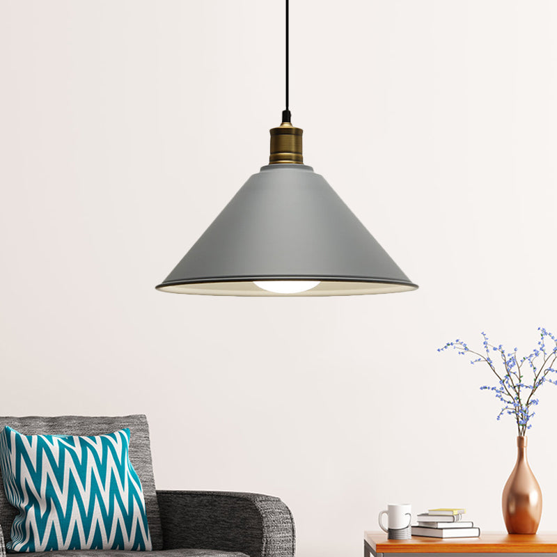 Conical Metal Ceiling Pendant Light Modernist 1 Head Dining Room Ceiling Fixture in Orange and Yellow/Yellow, 12"/14" Width Clearhalo 'Ceiling Lights' 'Modern Pendants' 'Modern' 'Pendant Lights' 'Pendants' Lighting' 1400906