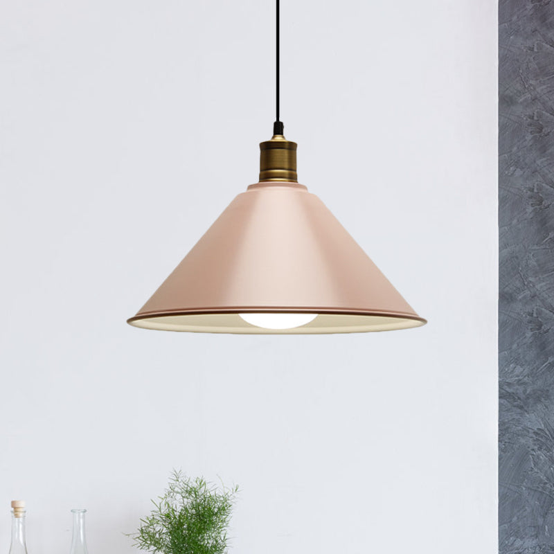 Conical Metal Ceiling Pendant Light Modernist 1 Head Dining Room Ceiling Fixture in Orange and Yellow/Yellow, 12"/14" Width Clearhalo 'Ceiling Lights' 'Modern Pendants' 'Modern' 'Pendant Lights' 'Pendants' Lighting' 1400910