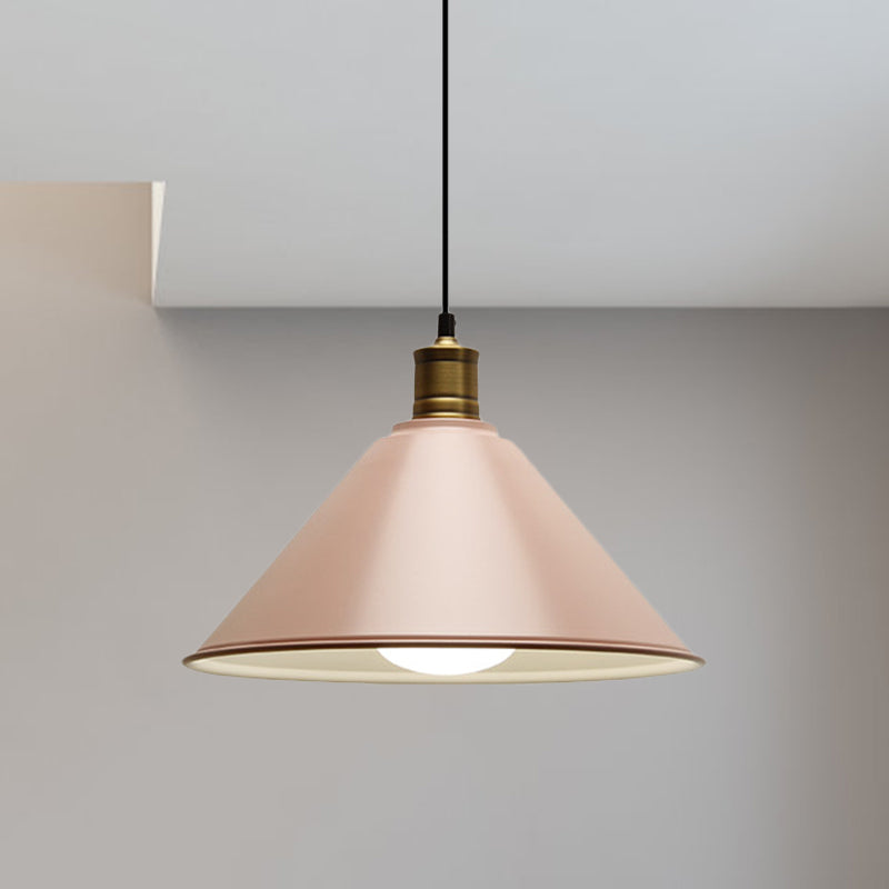 Conical Metal Ceiling Pendant Light Modernist 1 Head Dining Room Ceiling Fixture in Orange and Yellow/Yellow, 12"/14" Width Clearhalo 'Ceiling Lights' 'Modern Pendants' 'Modern' 'Pendant Lights' 'Pendants' Lighting' 1400911