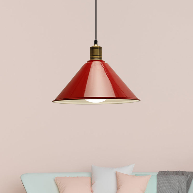 Conical Metal Ceiling Pendant Light Modernist 1 Head Dining Room Ceiling Fixture in Orange and Yellow/Yellow, 12"/14" Width Clearhalo 'Ceiling Lights' 'Modern Pendants' 'Modern' 'Pendant Lights' 'Pendants' Lighting' 1400918