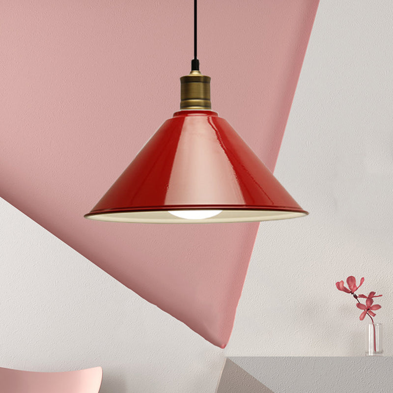 Conical Metal Ceiling Pendant Light Modernist 1 Head Dining Room Ceiling Fixture in Orange and Yellow/Yellow, 12"/14" Width Clearhalo 'Ceiling Lights' 'Modern Pendants' 'Modern' 'Pendant Lights' 'Pendants' Lighting' 1400919